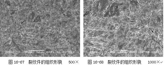 圖16-67 裂紋件的組織形貌 500&times; 圖16-68 裂紋件的組織形貌 1000&times;