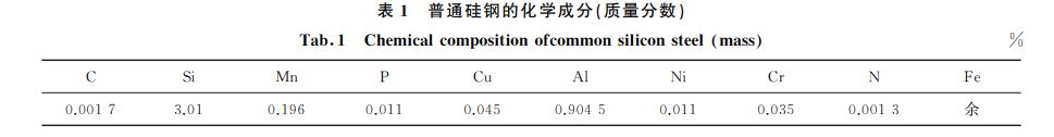 表１ 普通硅鋼的化學(xué)成分(質(zhì)量分數(shù))